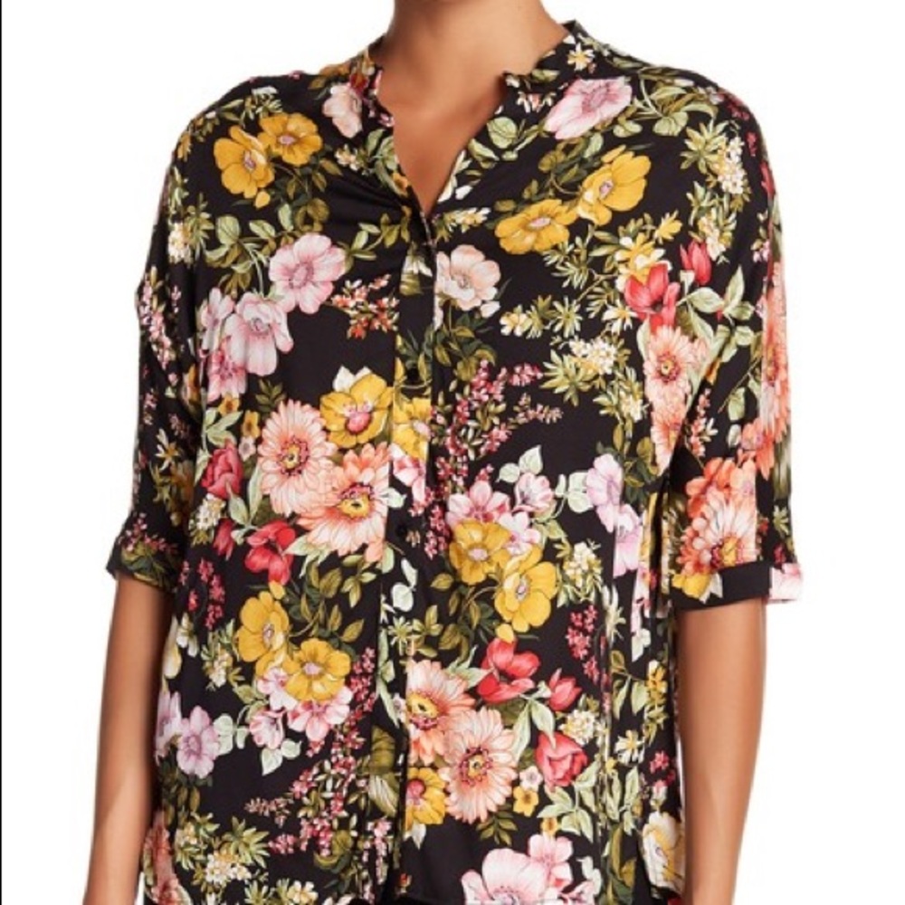 Philosophy Apparel Floral 3/4 Sleeve Blouse